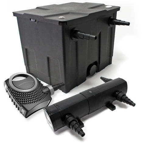 Set Bio filtro para estanque 12.000l 24 W UVC Clarificador 80 W Bomba jardin