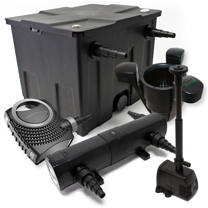 

Wiltec - Set: Bio filtro para estanque 12.000 l 24 W UVC Clarificador 80 W Bomba Fuente Bomba Skimmer jardin