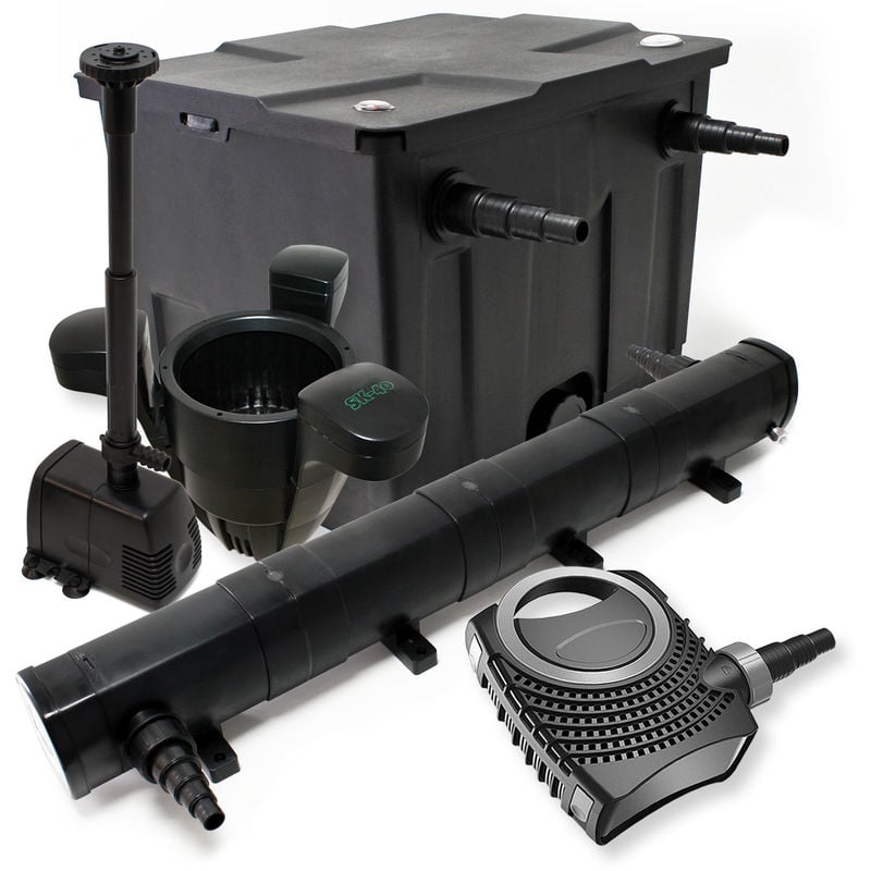 

Wiltec - Set: Bio filtro para estanque 12.000 l 72 W UVC clarificador 80 W Bomba Fuente Bomba Skimmer