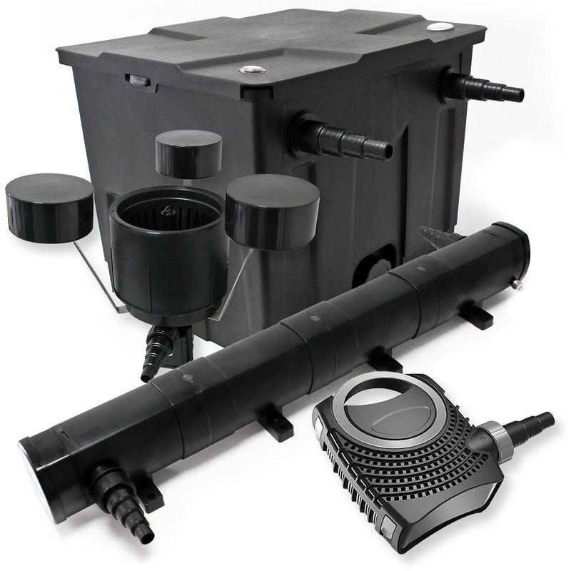 

Wiltec - Set: Bio filtro para estanque 12.000 l 72 W UVC clarificador 80 W Bomba Skimmer