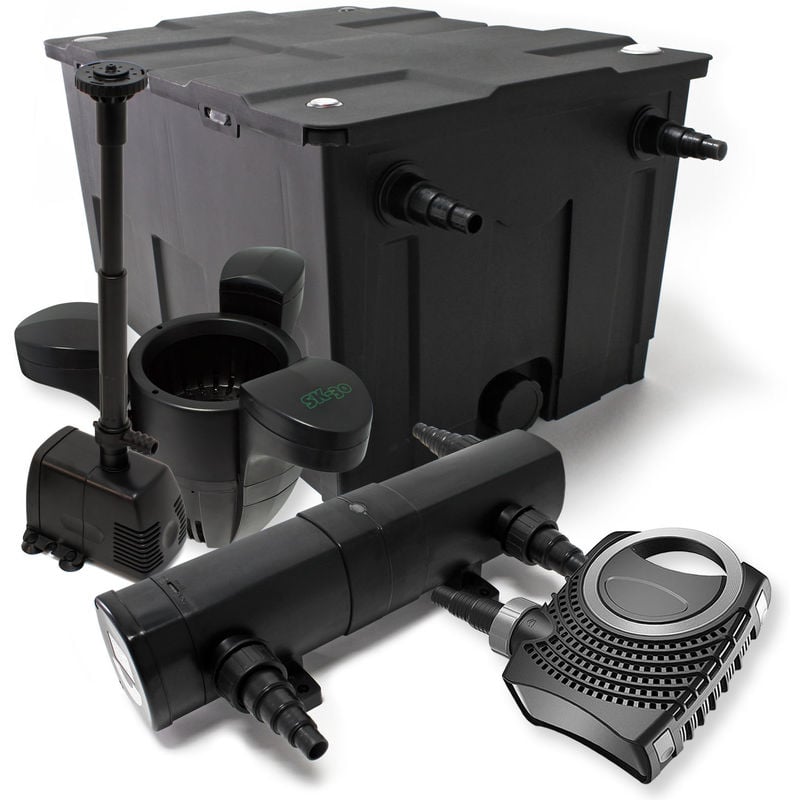 

Wiltec - Set: Bio filtro para estanque 60.000 l 18 W UVC clarificador 80 W Bomba Fuente Bomba Skimmer jardin