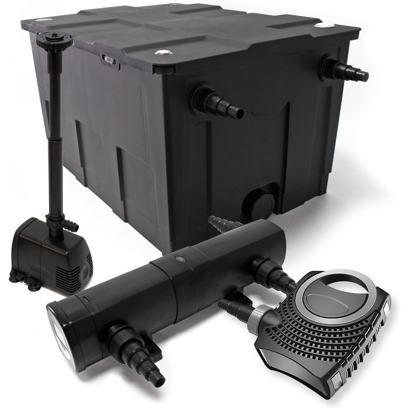 

Wiltec - Set: Bio filtro para estanque 60.000 l 24 W UVC clarificador 80 W Bomba Fuente Bomba jardin