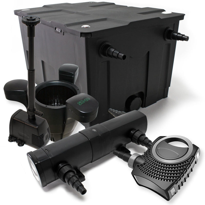 

Wiltec - Set: Bio filtro para estanque 60.000 l 24 W UVC clarificador 80 W Bomba Fuente Bomba Skimmer jardin