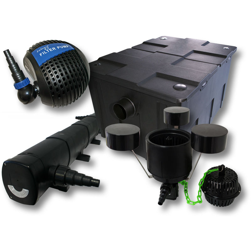 

Wiltec - Set: Bio filtro para estanque 60.000 l 72 W UVC clarificador 80 W Bomba Skimmer jardin