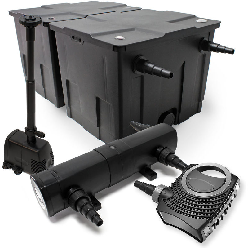 

Wiltec - Set: Bio filtro para estanque 60.000 l 24 W UVC clarificador 80 W Bomba Fuente Bomba