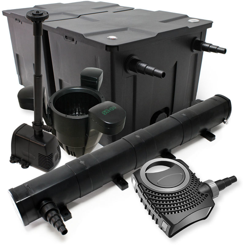

Wiltec - Set: Bio filtro para estanque 60.000 l, 72 W UVC clarificador 115 W Bomba Fuente Bomba Skimmer