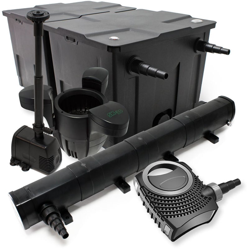 

Wiltec - Set: Bio filtro para estanque 60.000 l, 72 W UVC clarificador 80 W Bomba Fuente Bomba Skimmer