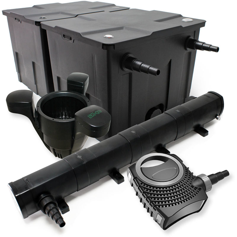

Wiltec - Set: Bio filtro para estanque 60.000 l, 72 W UVC clarificador 80 W Bomba Skimmer