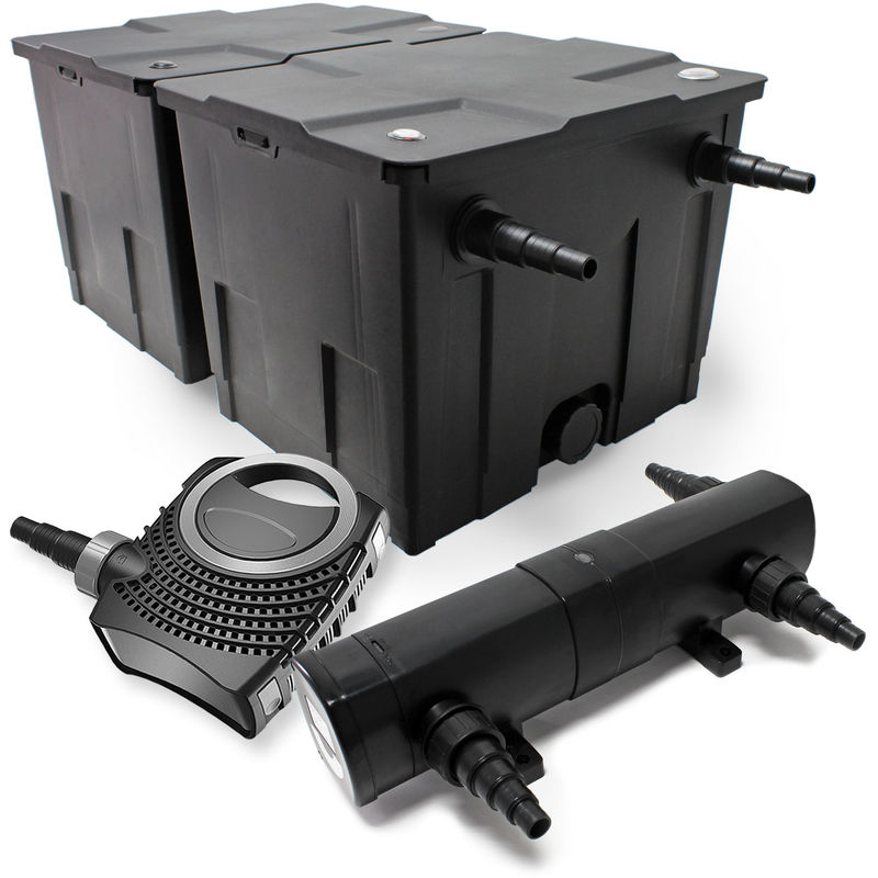 

Wiltec - Set: Bio filtro para estanque 60000l supereco 80 W Bomba para Estanque (24 W UVC clarificador
