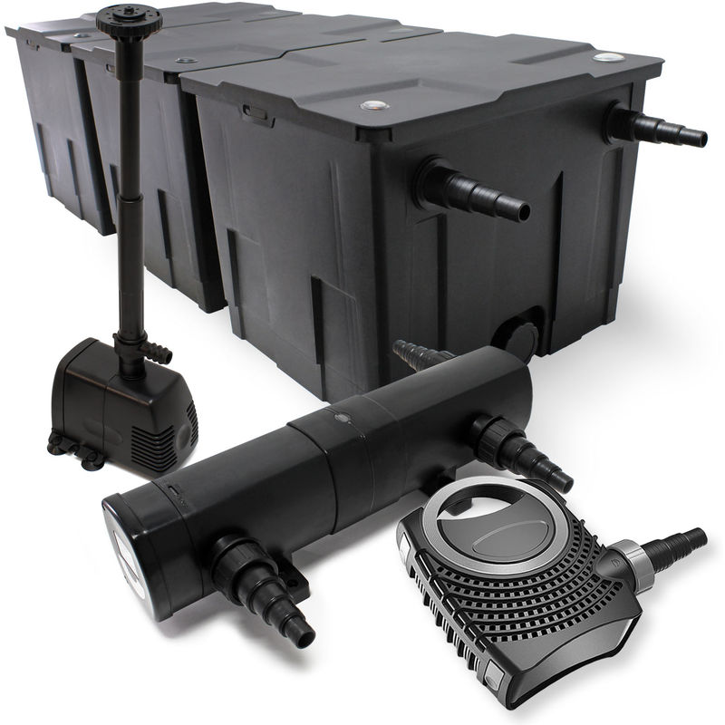 

Wiltec - Set: Bio filtro para estanque 90000l 24 W UVC clarificador 80 W Bomba Fuente Bomba