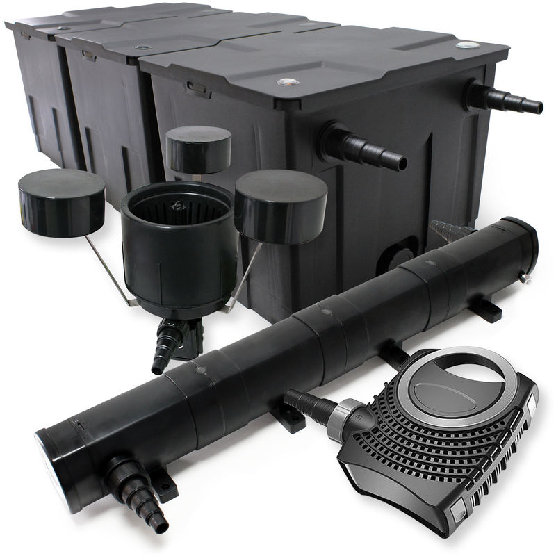 

Wiltec - Set: Bio filtro para estanque 90000l 72 W UVC clarificador 115 W Bomba Skimmer CSP de 250