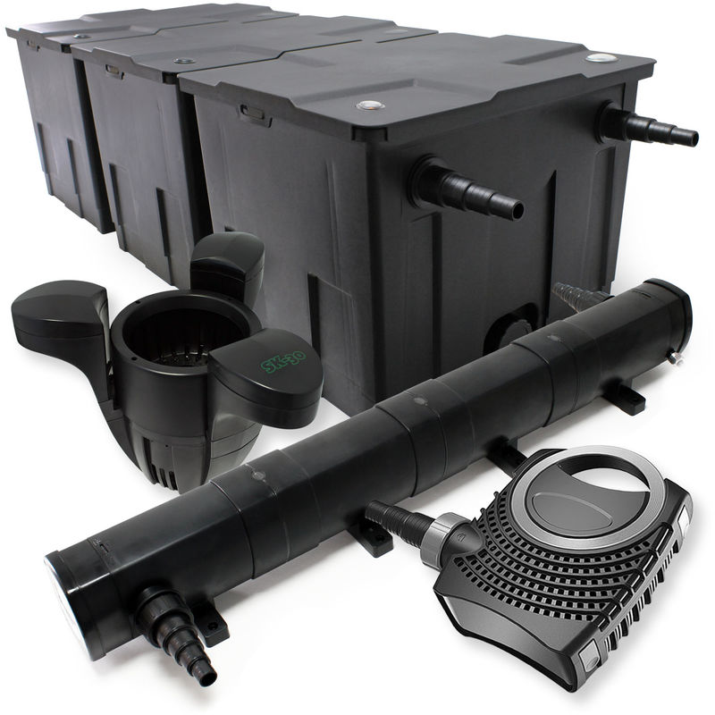 

Wiltec - Set: Bio filtro para estanque 90000l 72 W UVC clarificador 80 W Bomba Skimmer SK de 30