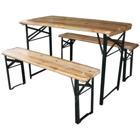 set birreria da giardino pieghevole eurogarden in legno 200x70 cm