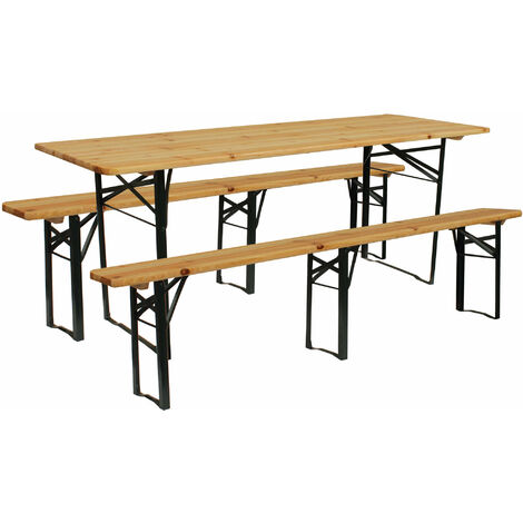 Set Birreria da Giardino Pieghevole Tavolo 200x70 cm in Legno di Abete