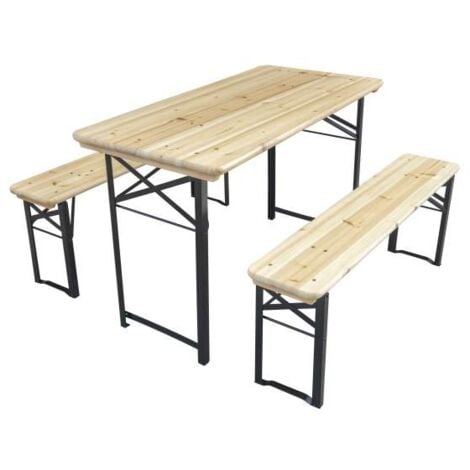 CFADDA Set Birreria in Legno Richiudibile - Naturale - 120x60 cm