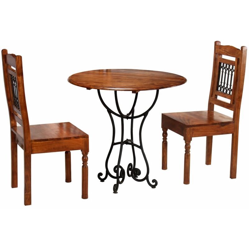

Set Bistró 3 piezas madera maciza acacia acabado Sheesham