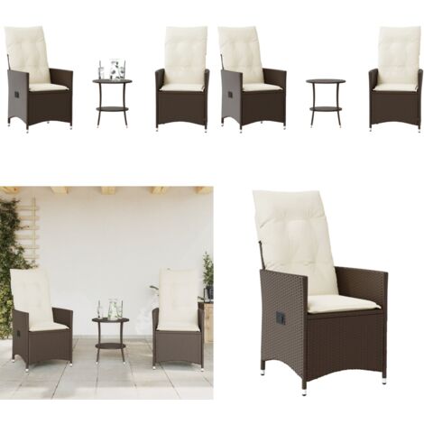 Set Bistrò 3 pz con Cuscini Marrone in Polyrattan - Sedie da giardino - Tavolo da giardino