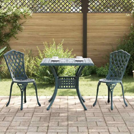 Set Bistro da Giardino 3 Pezzi Verde in Alluminio vidaXL