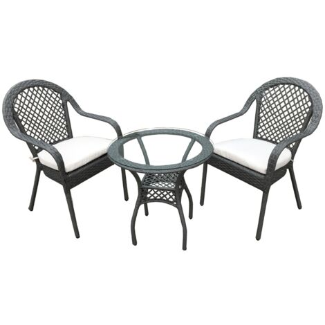 Set bistro' jesolo in polyrattan, tavolo 60x60xh.60 cm, 2 sedie 53x60xh.891 cm