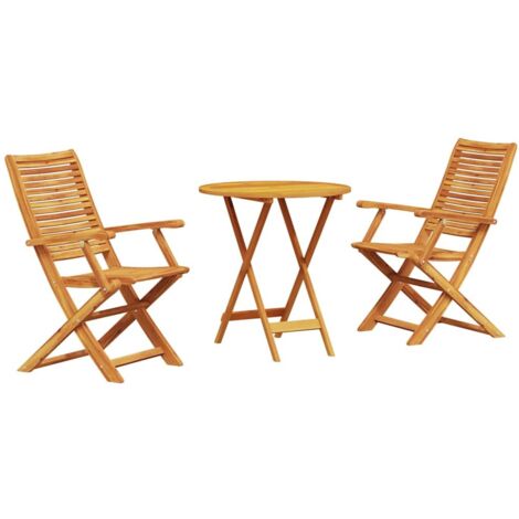 Set Bistro Pieghevole 3 pcs Marrone legno massello di acacia vidaXL