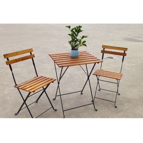 SET BISTRO TELFORD 55x54 cm TAVOLO E 2 SEDIE PIEGHEVOLI ACACIA