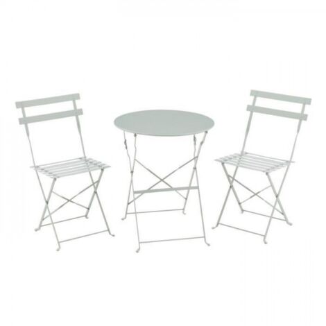 Set bistrot 2 personnes - Table ronde 60 cm avec 2 chaises - Acier thermolaqué - Vert