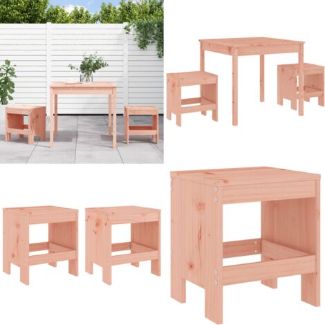 Set Bistrot da Giardino 3 pz in Legno Massello di Douglas - Tavolo da giardino - Sgabelli da giardino