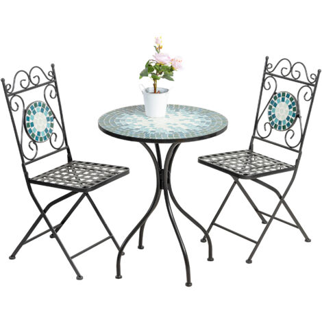 Set Bistrot Tavolino Con 2 Sedie Con Mosaico In Ceramica Per Esterno Terrazzo Giardino Pieghevoli Patio Casa,Bar,Ristoranti,Mobili Giardino Mod-Messina