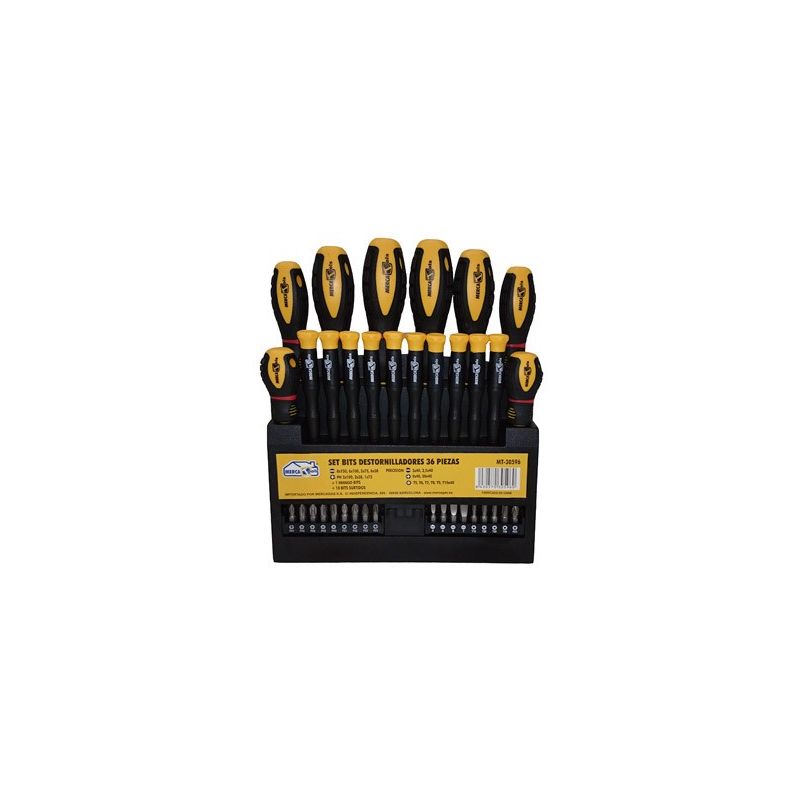 

Set bits destornilladores 36 piezas + soporte pared MT30596
