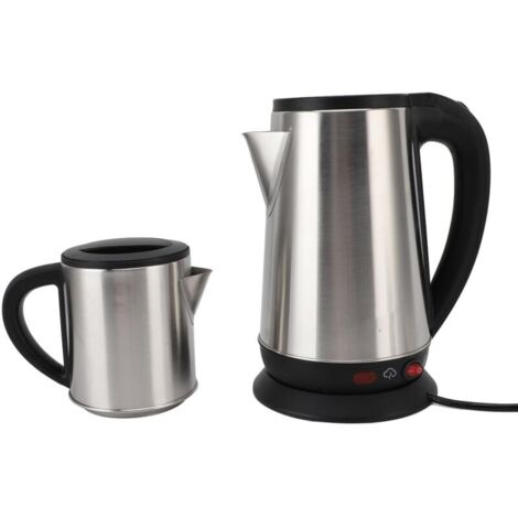 Set bollitore elettrico turco Eosnow da 1 e 2 litri, in acciaio inox, nero, ideale per infusi e tisane, con doppia teiera per uso domestico, spina europea, 220V.
