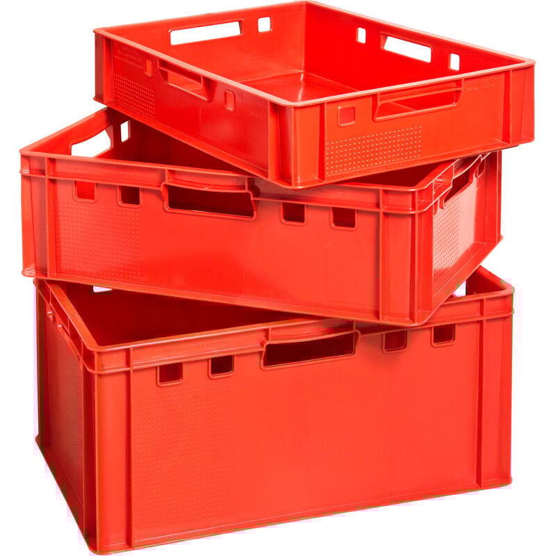 Set Boucher Caisse Viande Caisse Eurofleischkiste Rouge Caisse Empilement Plastique E1 E2 E3 Kingpower