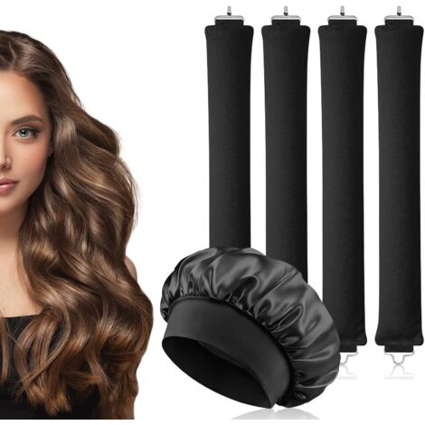 Set Boucles sans Chaleur, 4PCS Headband Hair Curler avec Bonnet Satin, Bigoudi Boucle Cheveux de Sommeil Doux, Boudin Cheveux Boucle Sans Chaleur, Bigoudis Cheveux pour Tous Les Types de Cheveux