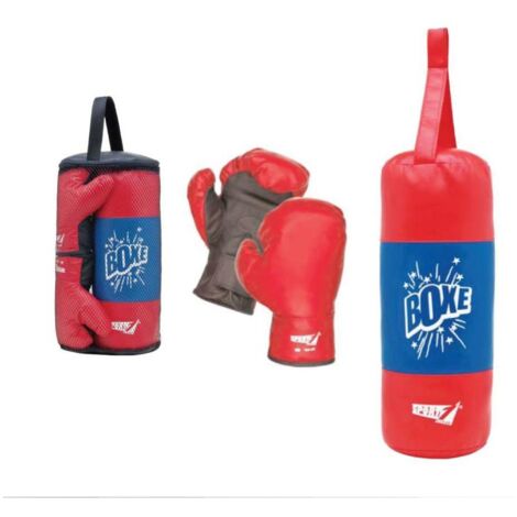 Set Boxe Junior Sacco + Guantoni Punching Bag Gioco Bambini Casa da Appendere