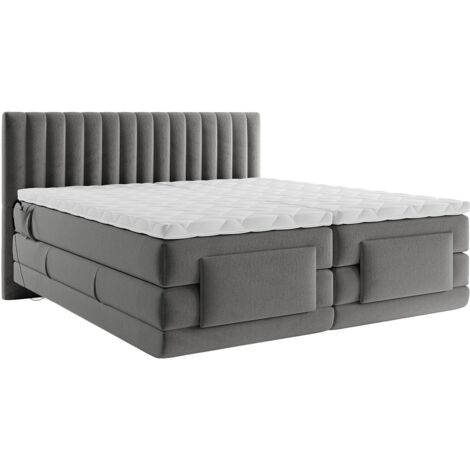 Set boxspring test. cuciture vert.+Rete relax elettr.+Mater.+Topper 2 x 90 x 200 Velluto Antracite - DONISI di PALACIO