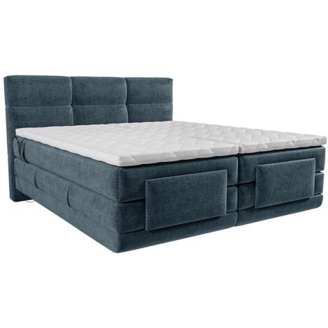 Set boxspring testata trapuntata+Rete relax elettr.+Mater.+Topper 2x80x200 Tess. Blu - LODI di PALACIO