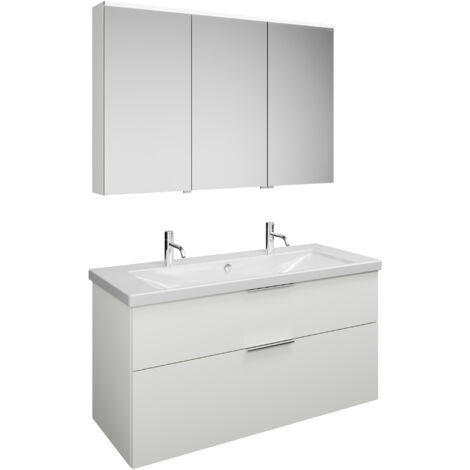 Set burgbad Eqio, composé d'une armoire de toilette à gauche,