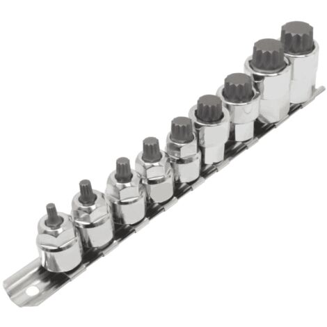 Set bussole 9pz inserti xzn 1/2&quot 3/8&quot M4 M18 chiai a bussola chrome vanadium 133sa