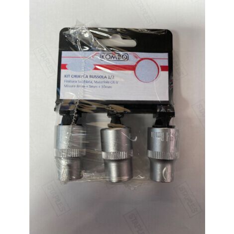 SET BUSSOLE CR-V 3PZ  - ATTACCO 1/2 11mm 12mm 13mm FINITURA A SPECCHIO