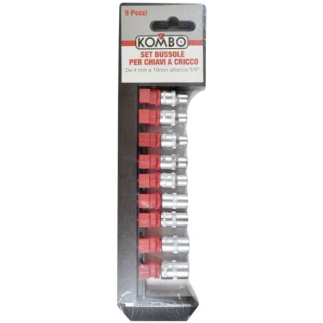 Set bussole per chiavi a cricco 9 pezzi da 4mm a 10mm