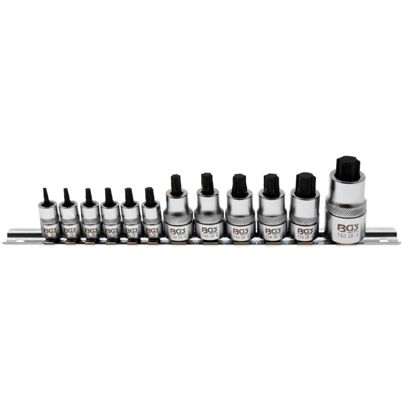 Serie di chiavi a bussola extra corto profilo a t (per Torx) T8 - T60 12 pz.