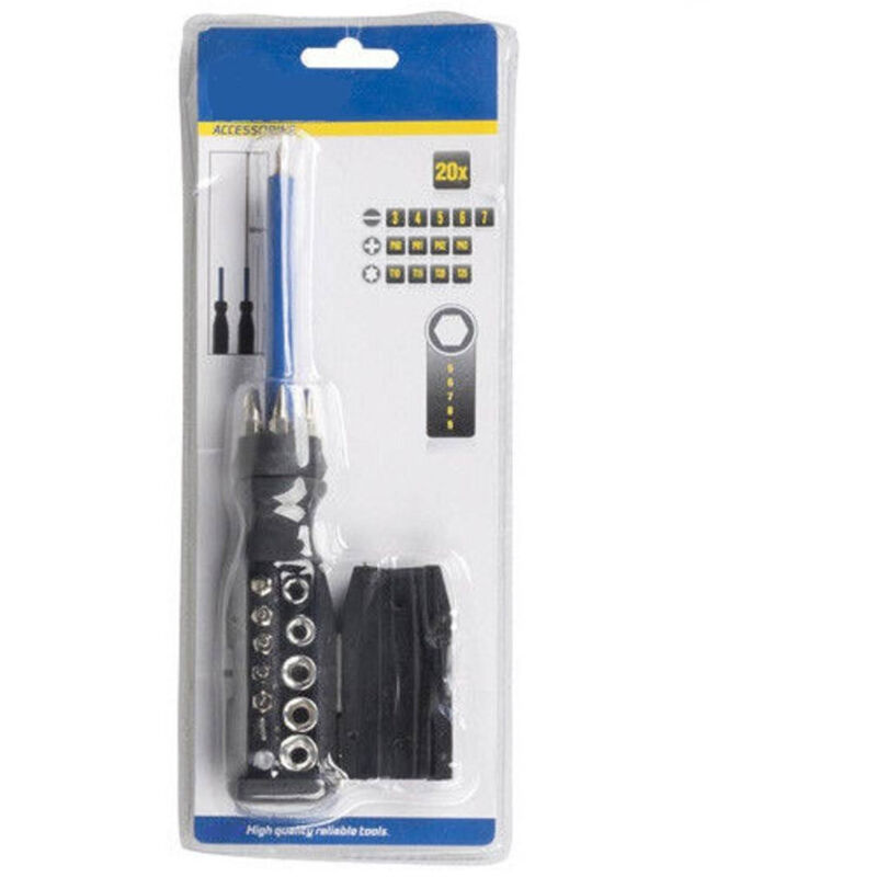 Trade Shop Traesio - Set Cacciavite Con 19 Punte Intercambiabili Con Punta Magnetica Accessori -