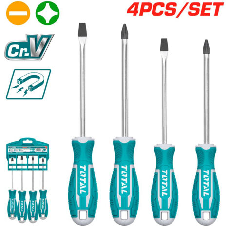 SET CACCIAVITI 4pz TAGLIO E CROCE GIRAVITI PROFESSIONALI TOTAL