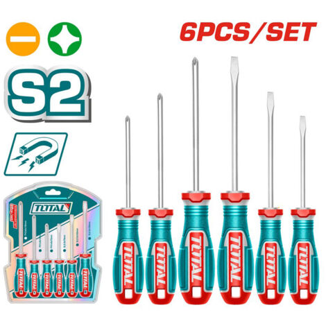SET CACCIAVITI 6pz TAGLIO E CROCE GIRAVITI CACCIAVITE PROFESSIONALE S2 TOTAL