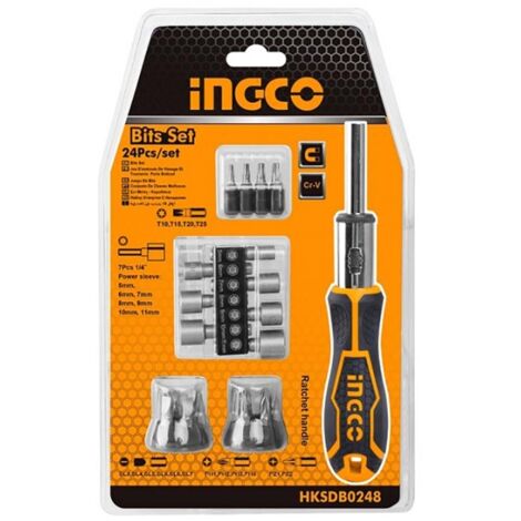 Set cacciaviti cricchietto inserti 24 pz - Ingco HKSDB0248
