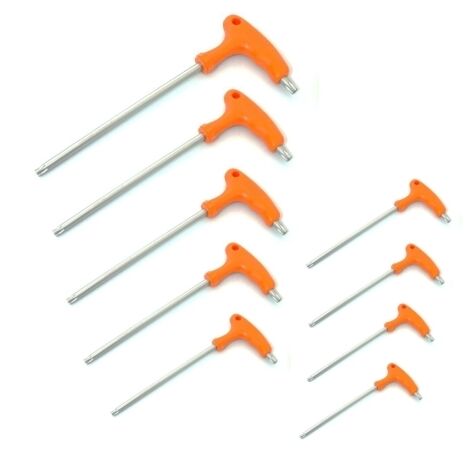 Set cacciaviti/giraviti 9 pezzi impronta doppia  torx/torx forati impugnatura a T