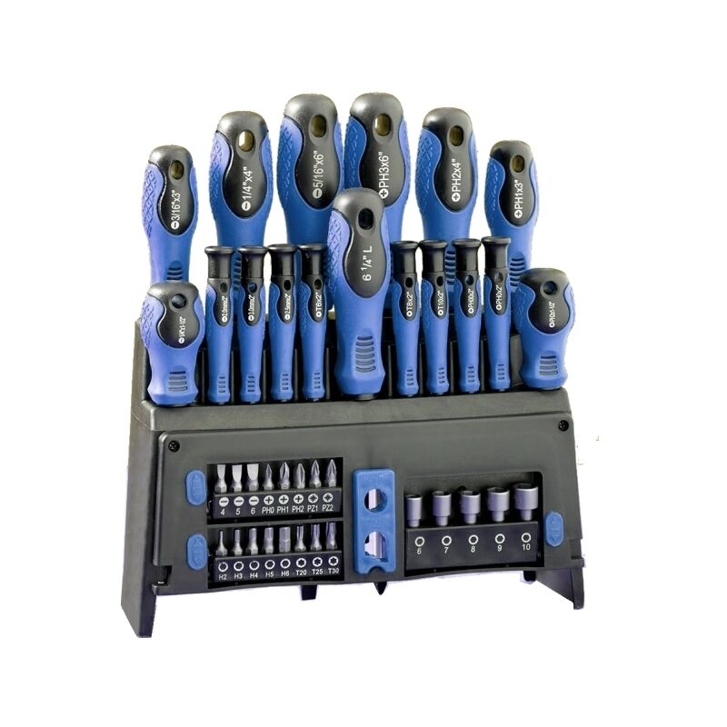 Image of Grecoshop - Set cacciaviti/giraviti con inserti 39 pezzi Elem Work Men - SETV39P