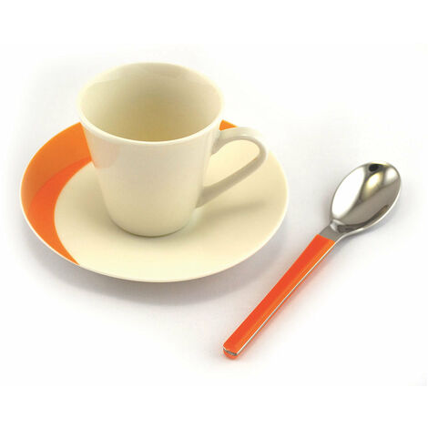 Set Caffè 3 pezzi Tazzina + Sottotazza + Cucchiaino Eme Natura Sun Arancio