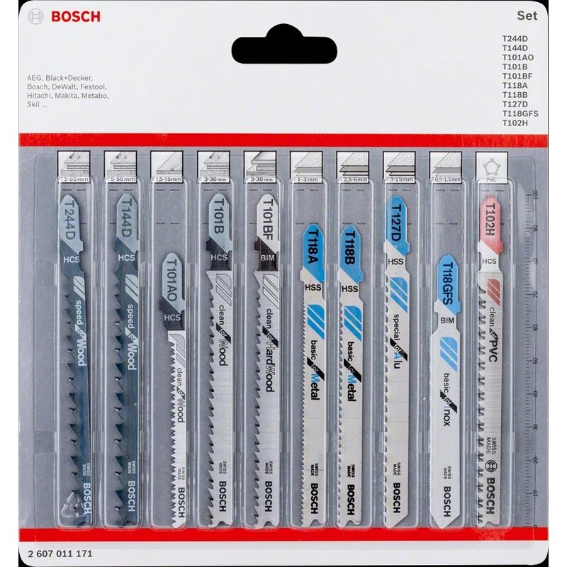 

Bosch Professional Set De Hojas De Sierra De Calar 10 Uds (Para Madera Y Metal, Accesorios Para Sierras De Calar Con Vástago En