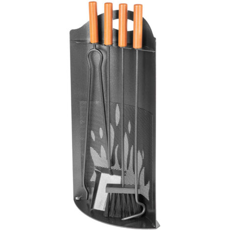 Set Camino 4 Pezzi H 61 in Ferro Verniciato Grigio Martellato