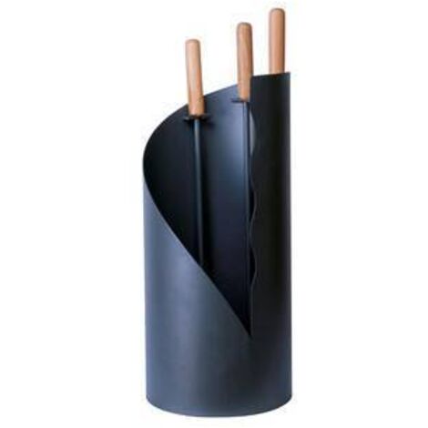Set Camino Attrezzi Per Camino  Con Contenitore tondo 4 PZ